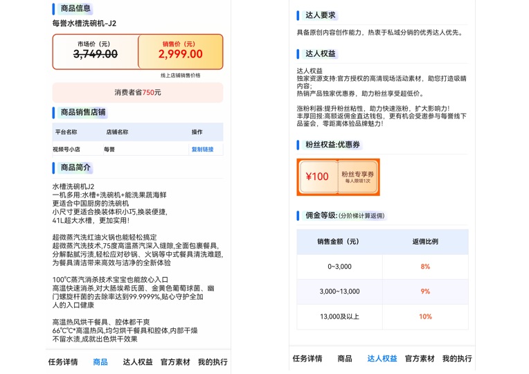 商品详情及佣金情况