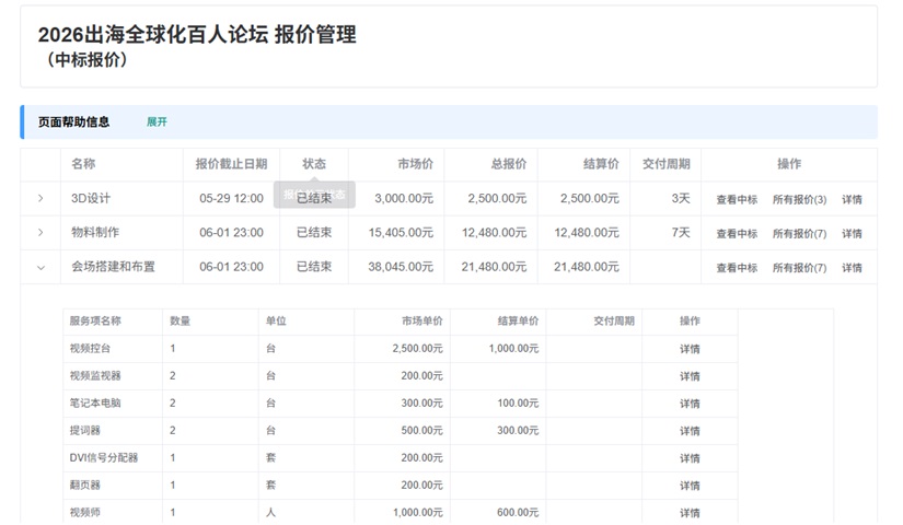 报价汇总